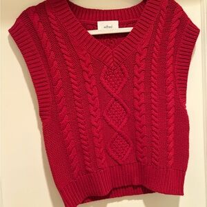 Wilfred V-Neck Red Cable Knit Sweater Vest